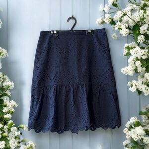Talbots Navy Eyelet Skirt